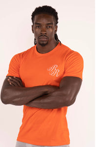 Orange Embroidered "RR" Tee